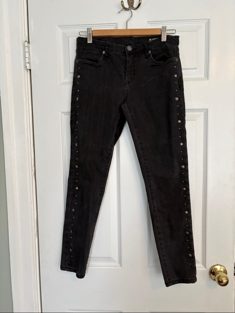 Blank NYC Black Skinny Jeans with Side Studs